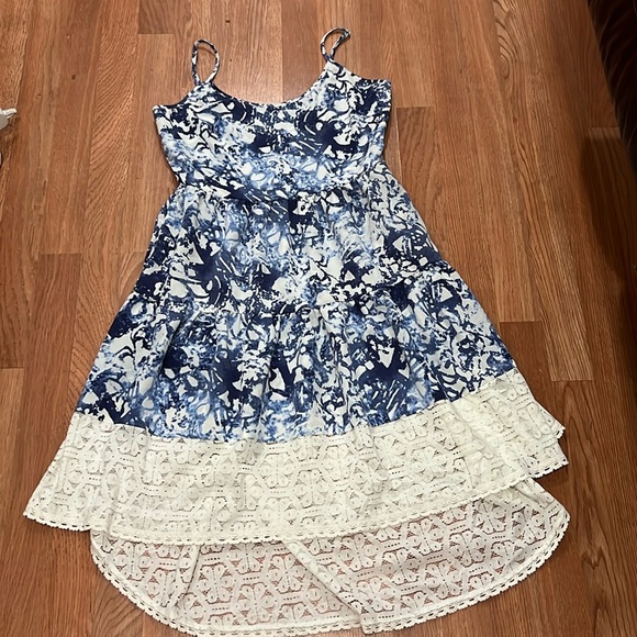 Peter Som Blue White High Low Lace Dress Sz S - Picture 2 of 10